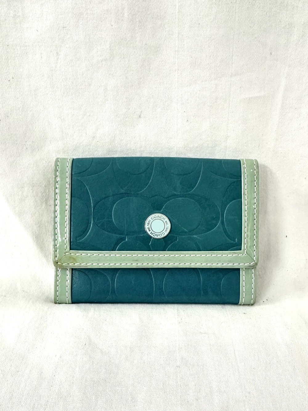 Coach Embossed C Leather Flap Card Case